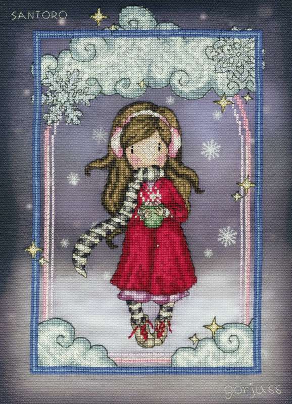 Santoro Gorjuss - Kreuzstichpackung 22x30cm - Snowflakes Kisses